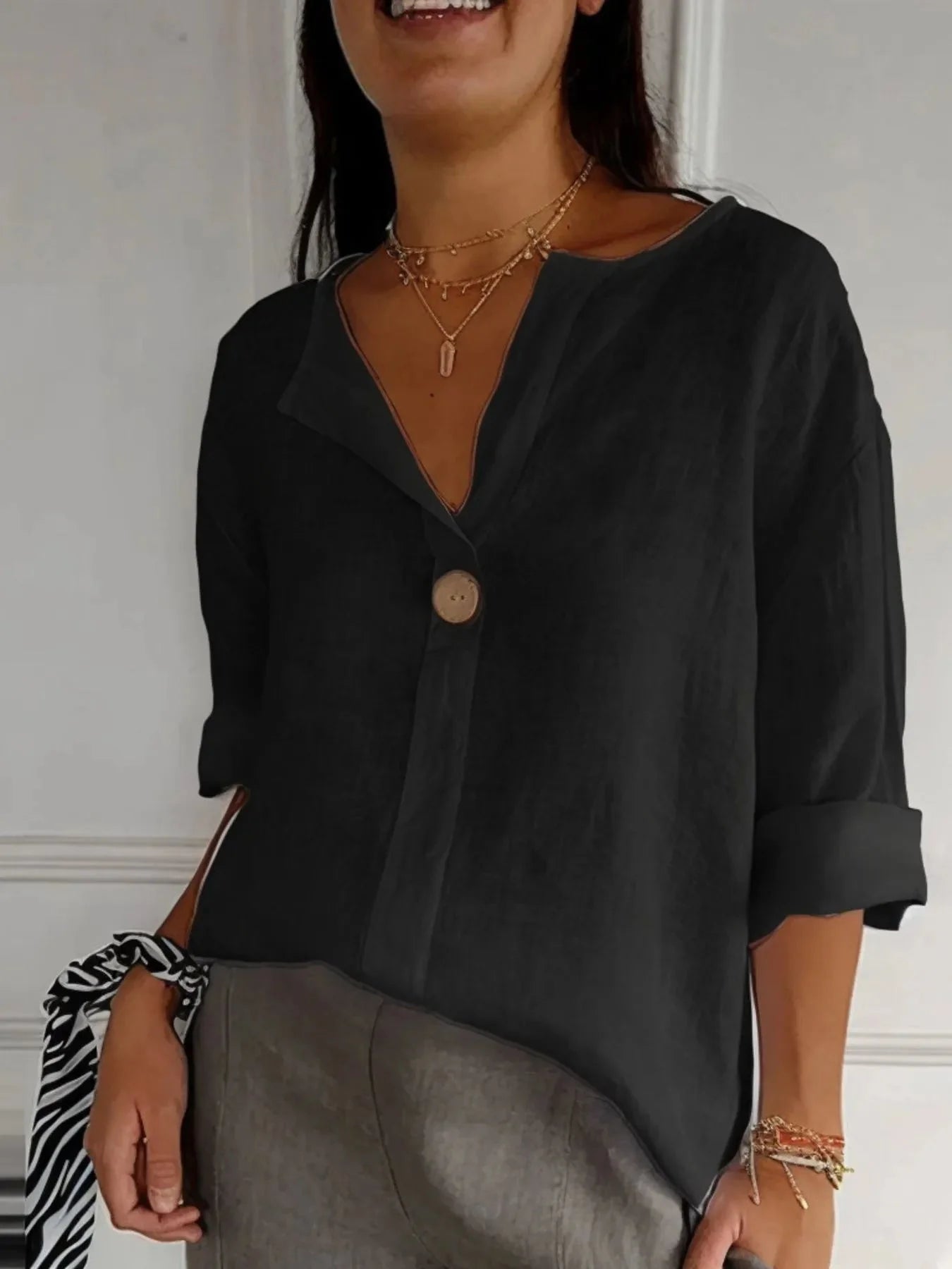 Celestial Chic Linen Blouse