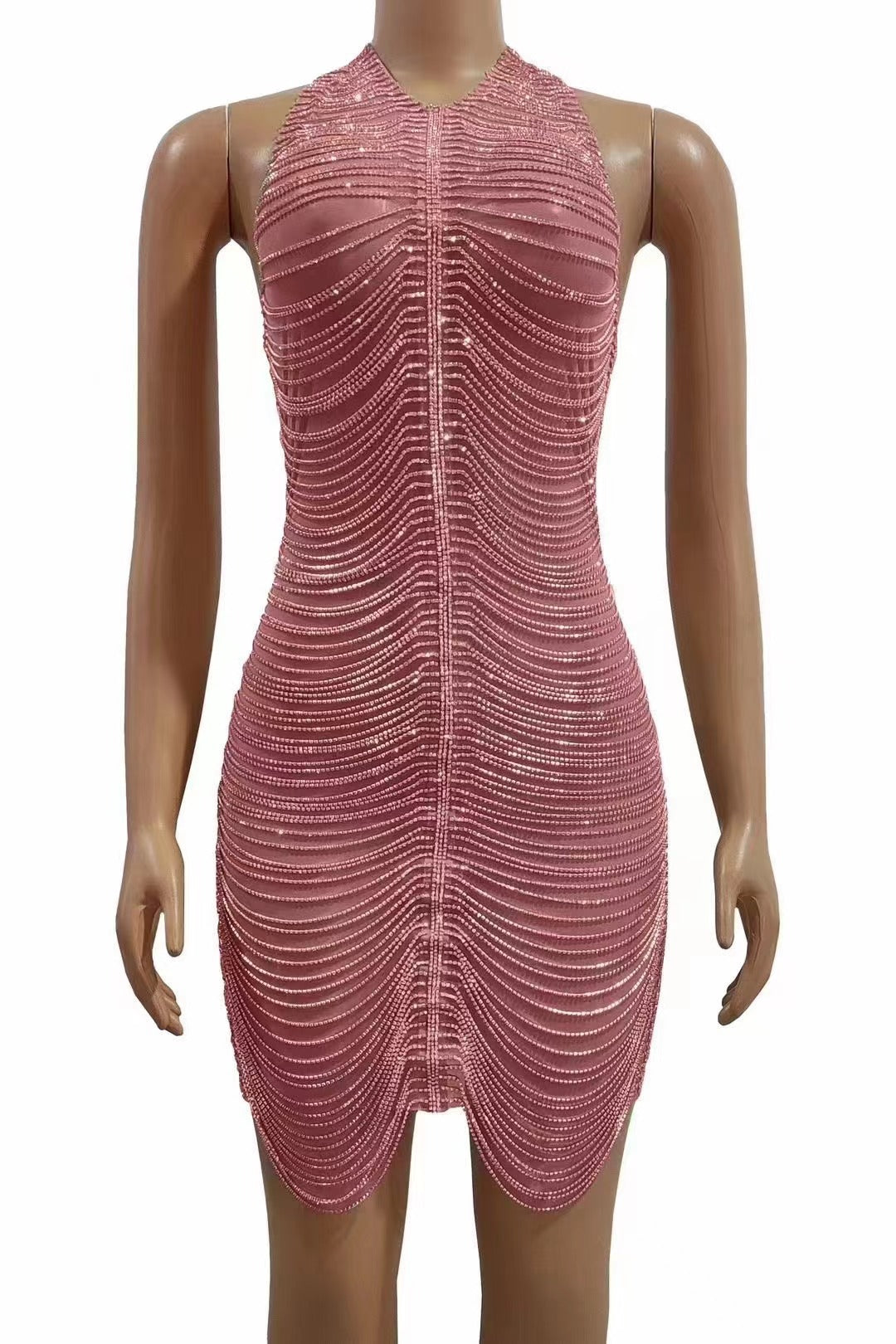 Women's Nightclub Model Dance Party Chain Shiny Hip Bag Backless Skirt See size chart under “more details”