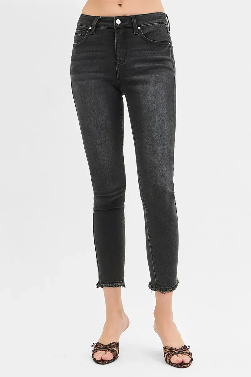 RISEN Jeans - Full Size Tummy Control Mid Rise Crop Skinny Jeans