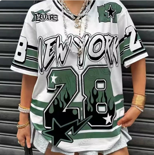 Women's Letter-print Loose-fitting Trendy Short-sleeve Top