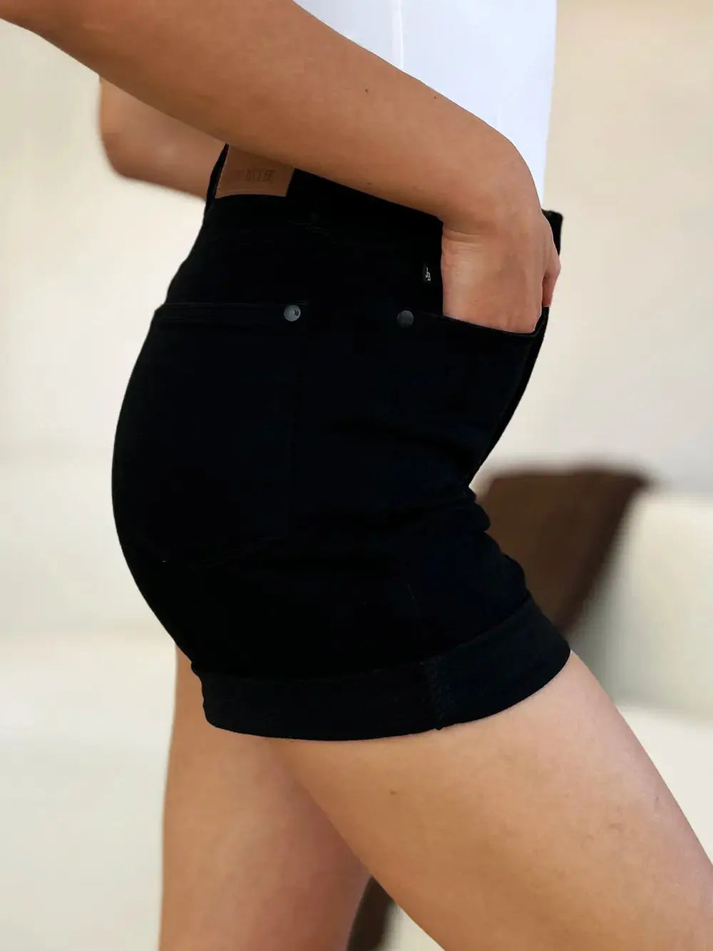 Full Size High Waist Tummy Control Cuffed Denim Shorts by Judy Blue Jeans