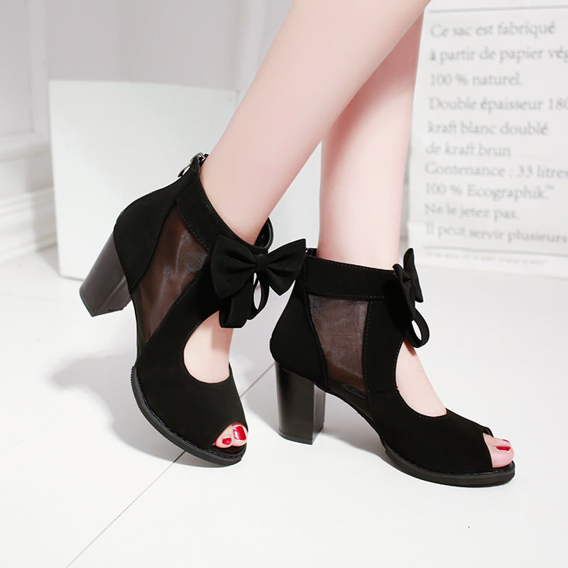 Bow women's sandals mesh high heels See size chart under “more details”