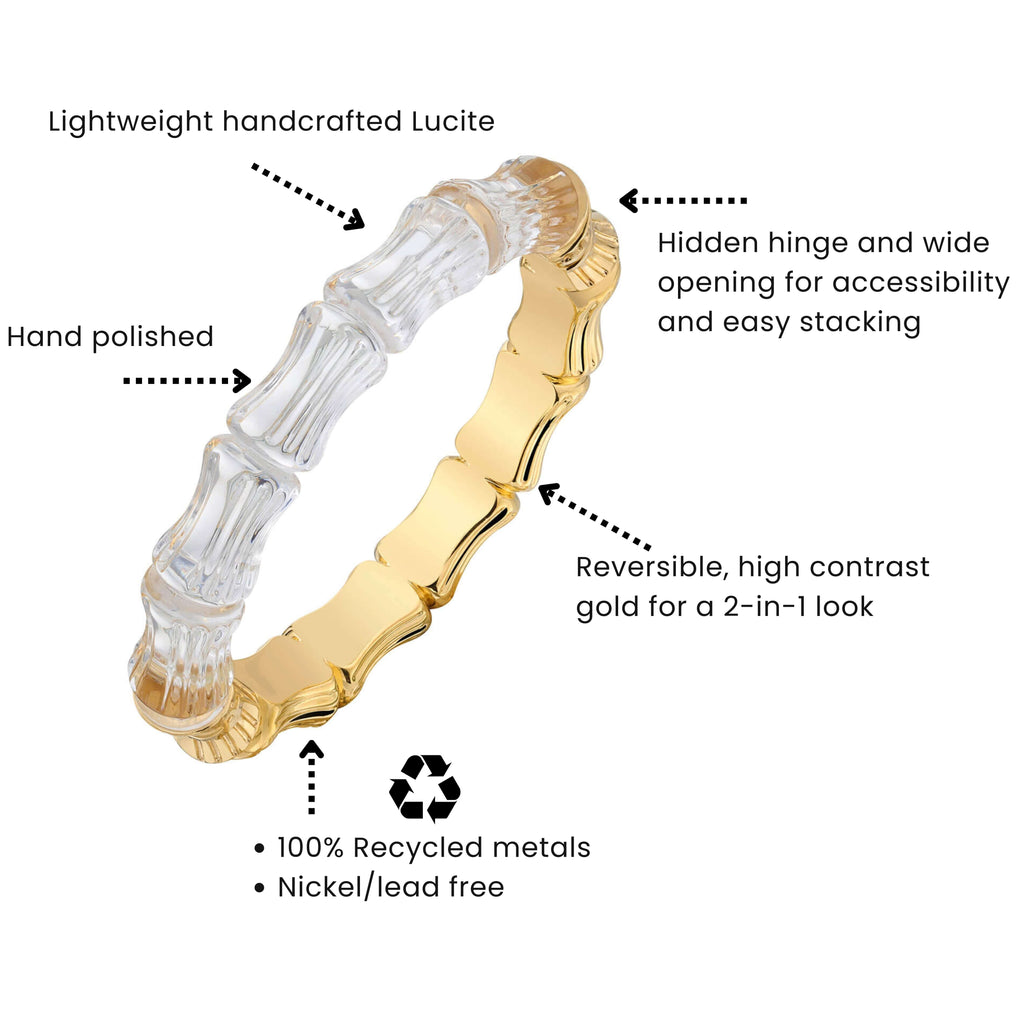Bamboo Lucite Hinge Bangle See size chart under “more details”