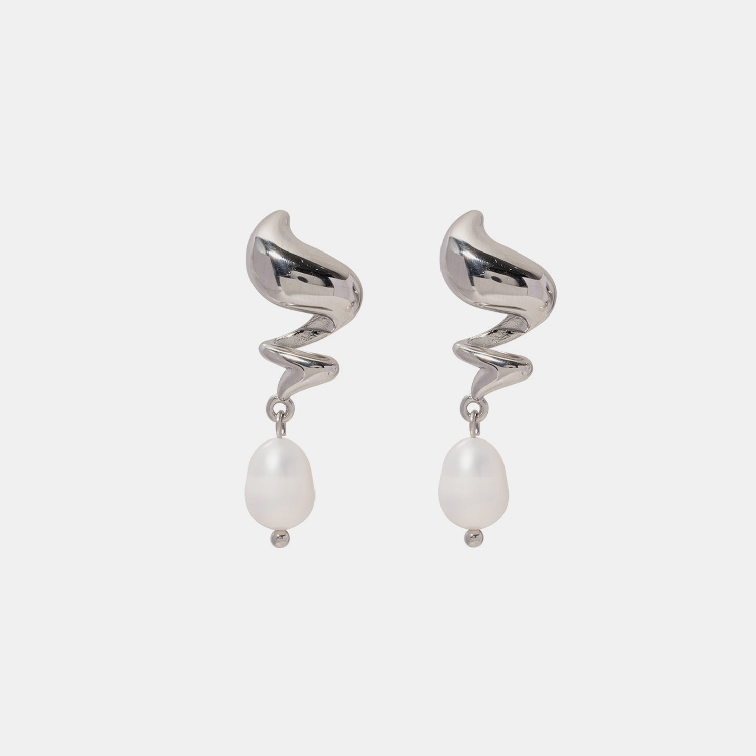 Twisted Elegance Pearl Drop Earrings – Stunning Stainless Steel Design