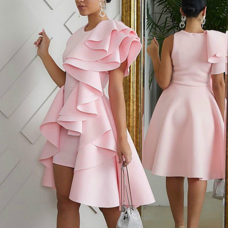 Ruffled Sexy Sleeveless Dress Slim Bag Hip Skirt Banquet Evening Dress See size chart under “more details”