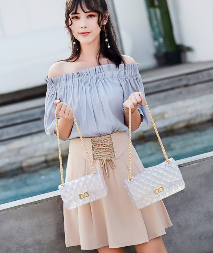Ins super fire transparent mini bag female summer new jelly chain bag gradient wild Messenger bag