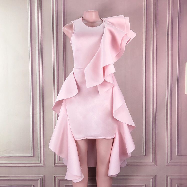 Ruffled Sexy Sleeveless Dress Slim Bag Hip Skirt Banquet Evening Dress See size chart under “more details”