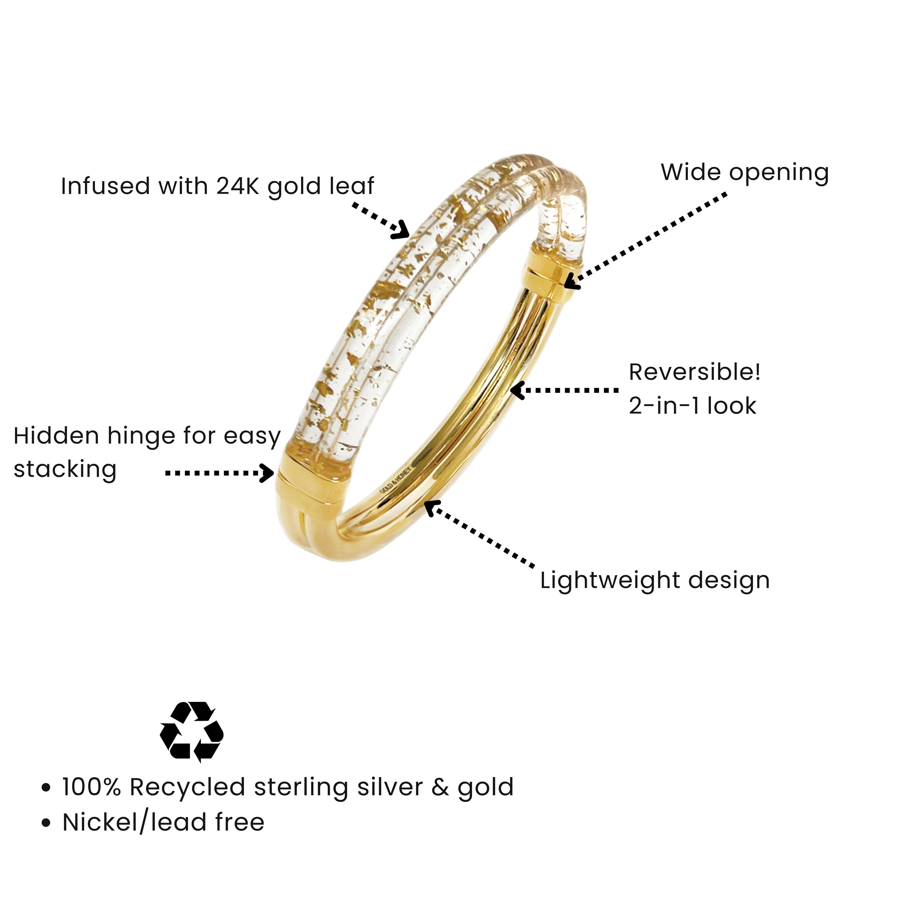 Ridge Lucite Hinge Bangle See size chart under “more details”