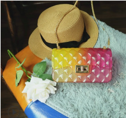 Ins super fire transparent mini bag female summer new jelly chain bag gradient wild Messenger bag