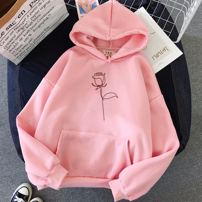 Candy Black Rose Print Sport Hoodie See size chart under “more details”