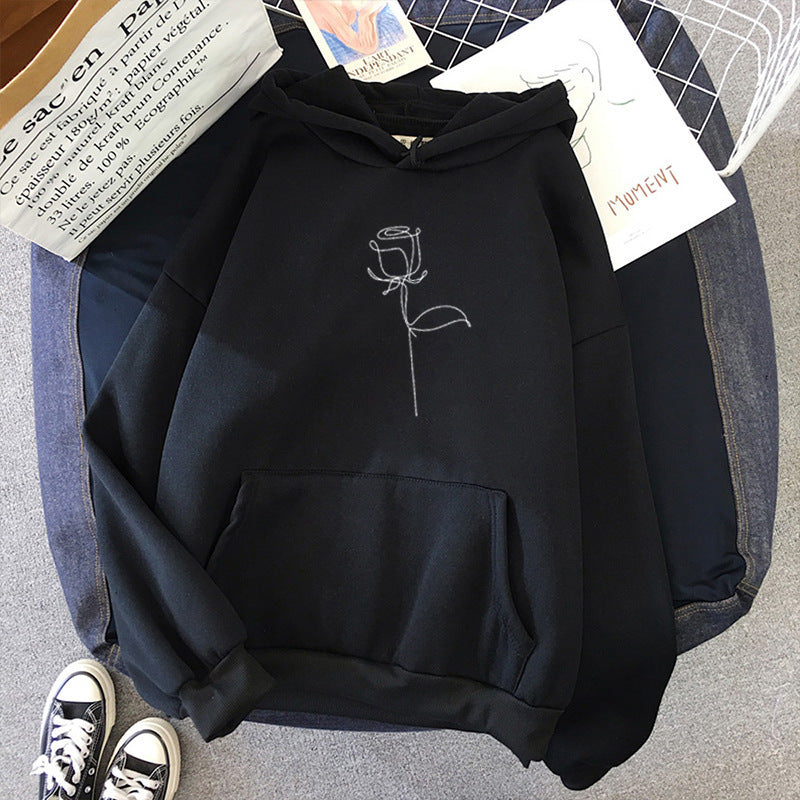 Candy Black Rose Print Sport Hoodie See size chart under “more details”