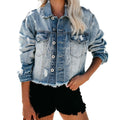 Ladies Denim Jacket Washed Denim Jacket See size chart under “more details”