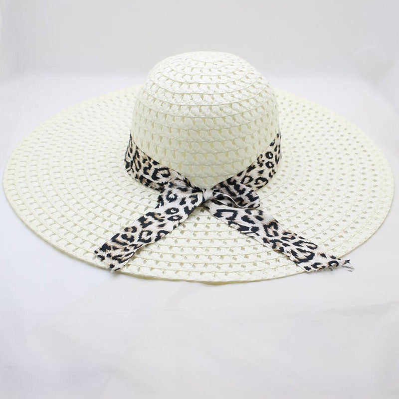 Women's Large-brimmed Beach Hat With Bow And Streamer Straw Hat See size chart under “more details”