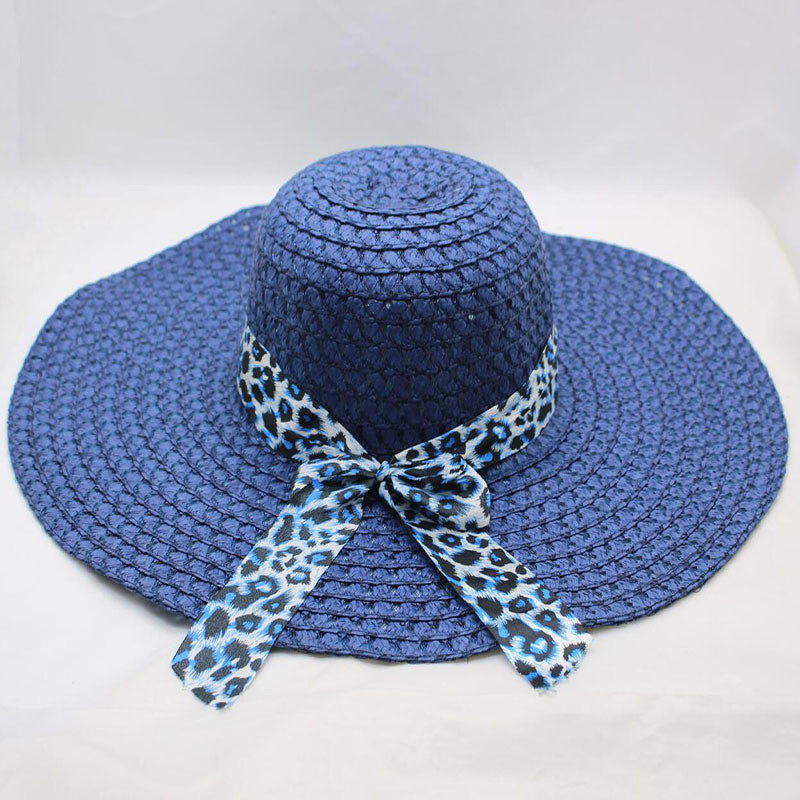 Women's Large-brimmed Beach Hat With Bow And Streamer Straw Hat See size chart under “more details”