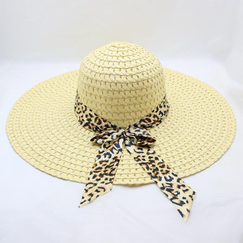 Women's Large-brimmed Beach Hat With Bow And Streamer Straw Hat See size chart under “more details”