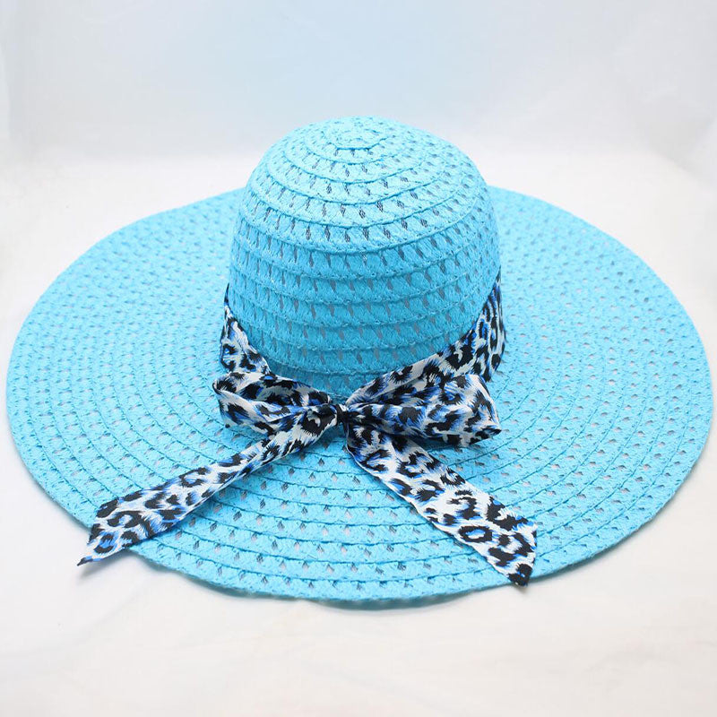 Women's Large-brimmed Beach Hat With Bow And Streamer Straw Hat See size chart under “more details”