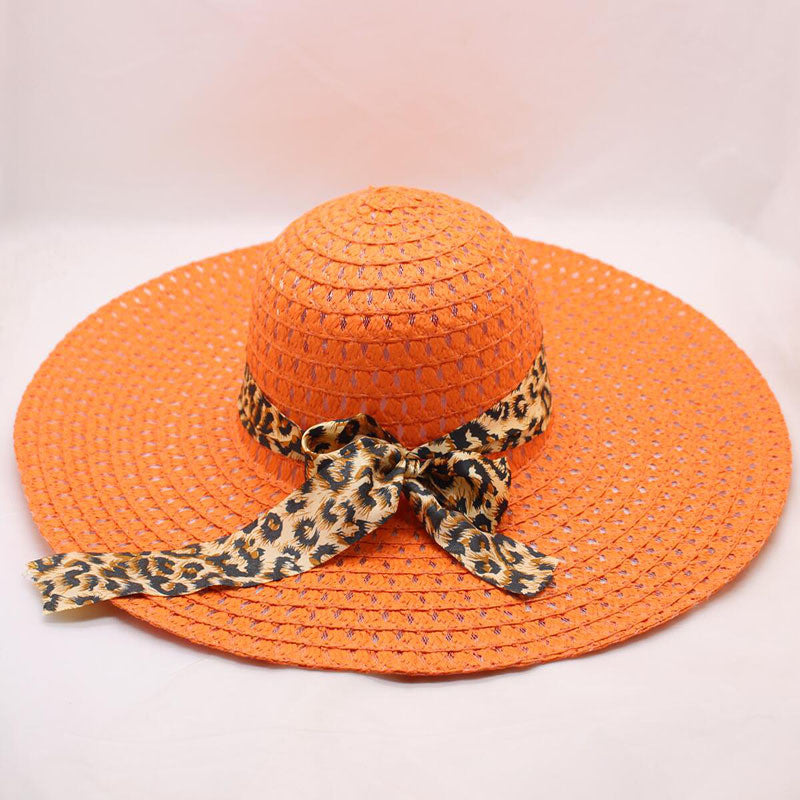 Women's Large-brimmed Beach Hat With Bow And Streamer Straw Hat See size chart under “more details”