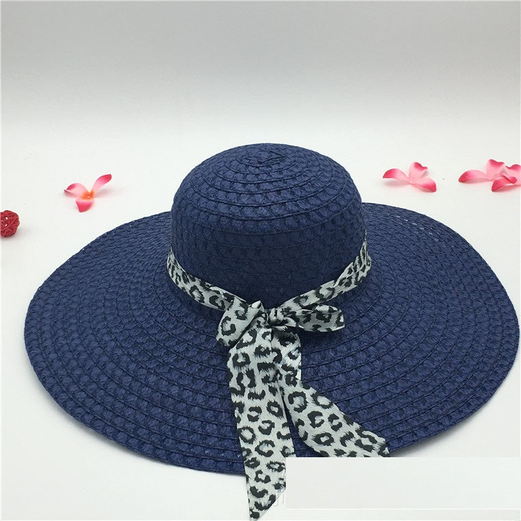 Women's Large-brimmed Beach Hat With Bow And Streamer Straw Hat See size chart under “more details”