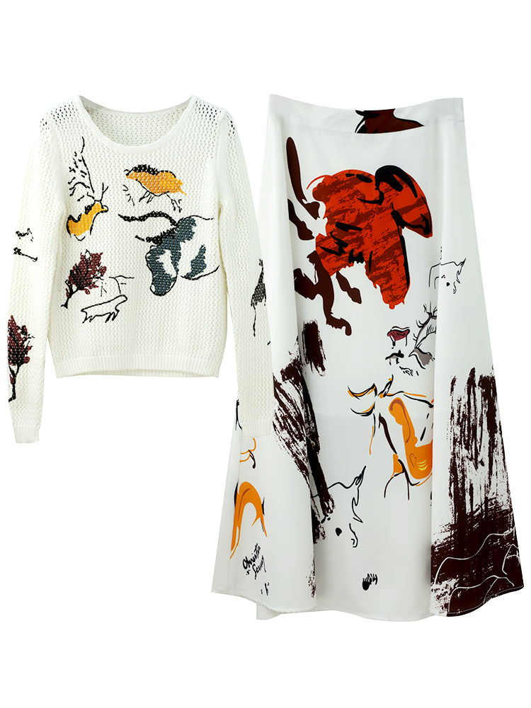 New Women's Skirt Knit Two-piece Suit See size chart under “more details”