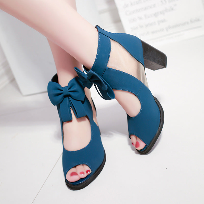 Bow women's sandals mesh high heels See size chart under “more details”