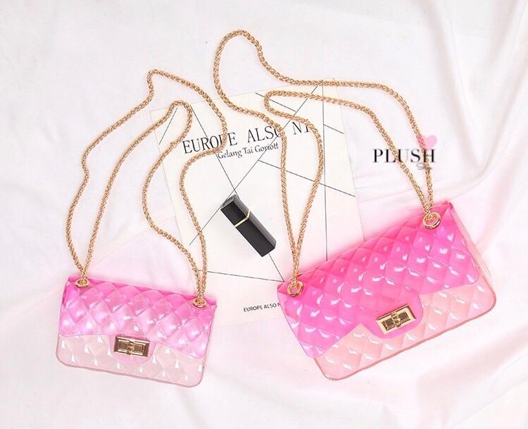 Ins super fire transparent mini bag female summer new jelly chain bag gradient wild Messenger bag