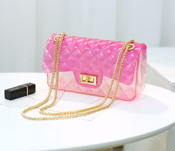 Ins super fire transparent mini bag female summer new jelly chain bag gradient wild Messenger bag