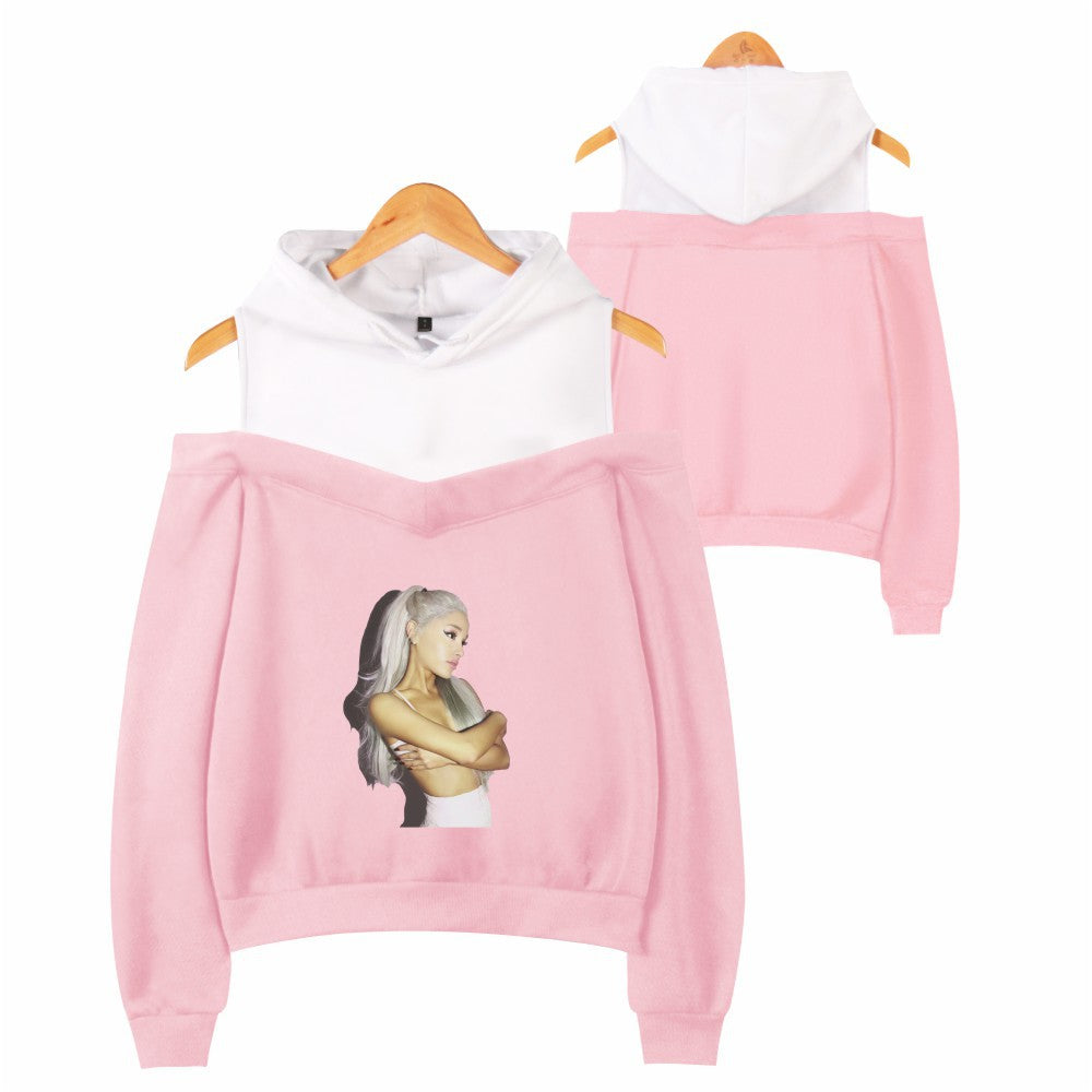 Off-shoulder hooded sweatshirt See size chart under “more details”