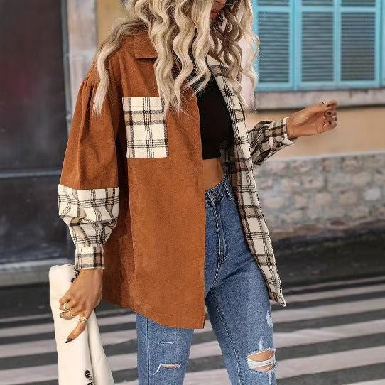 Plus Size Vintage Jacket Plaid Jacket Long-sleeved Lapel Shirt See size chart under “more details”