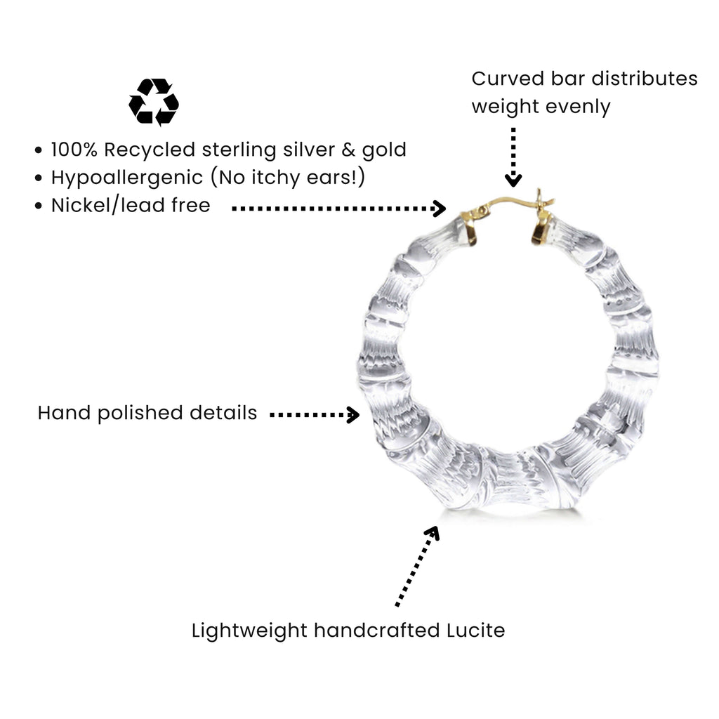 Honey Lucite Bamboo Hoop Earrings See size chart under “more details”