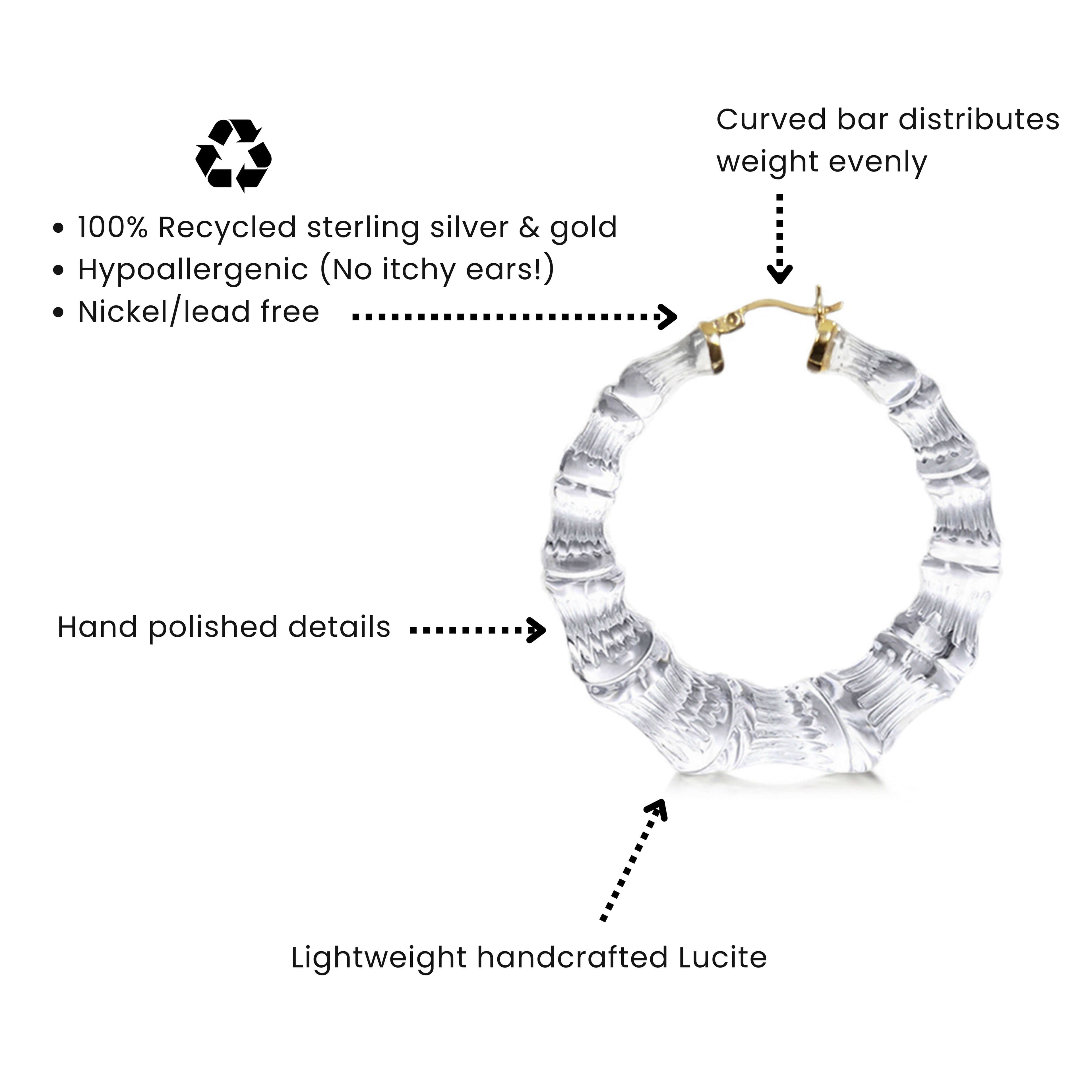Honey Lucite Bamboo Hoop Earrings See size chart under “more details”