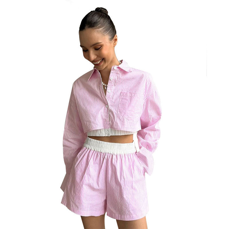 Fashionable Casual Elastic-Waist Shorts Set For Summer