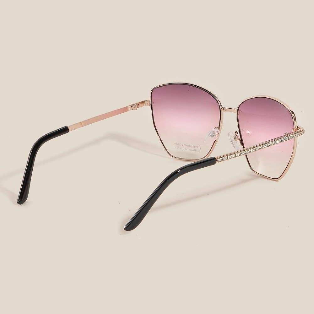Luxe Rhinestone Accent Aviator Sunglasses