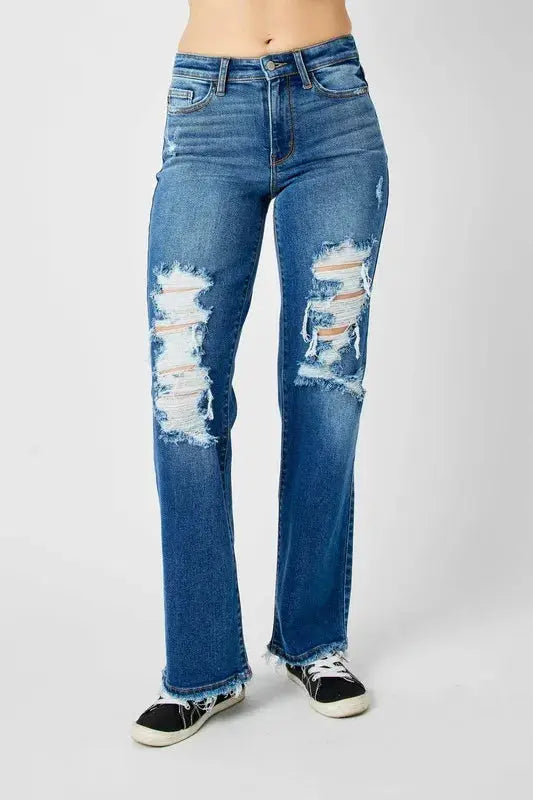 Judy Blue Jeans - Full Size Mid Rise Distressed Raw Hem