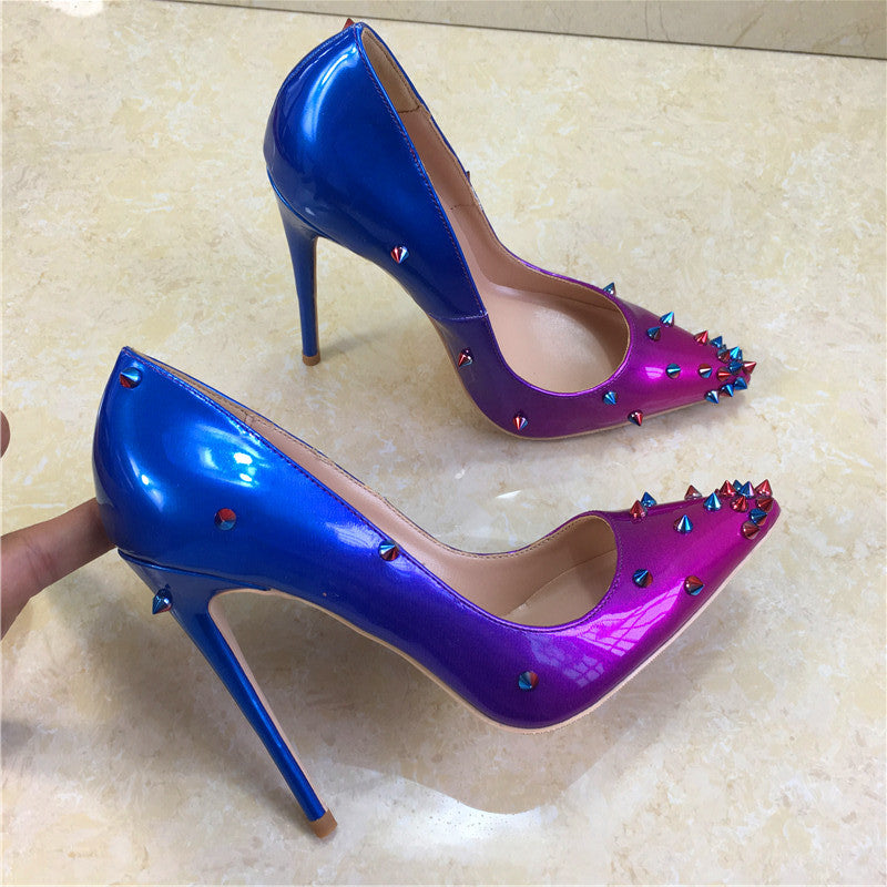 Gradient rivet high heels See size chart under “more details”