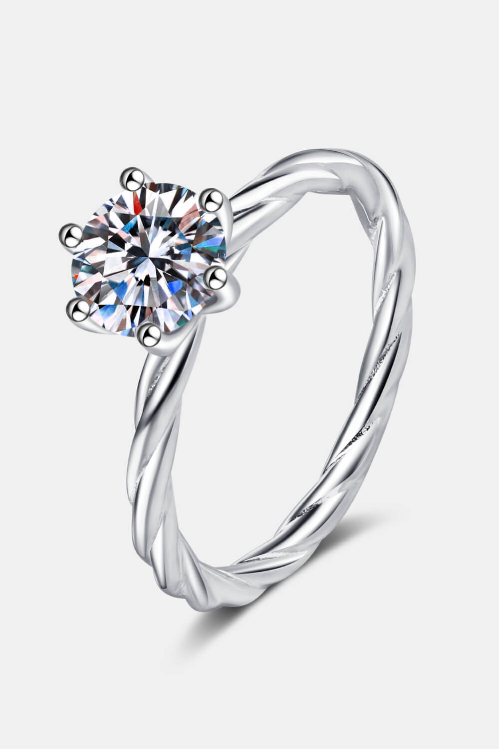 YourBrand 1 Carat Moissanite Twisted Ring – Elegant 6-Prong Design