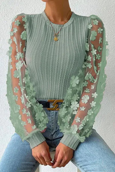 Celestial Chic Floral Applique Blouse
