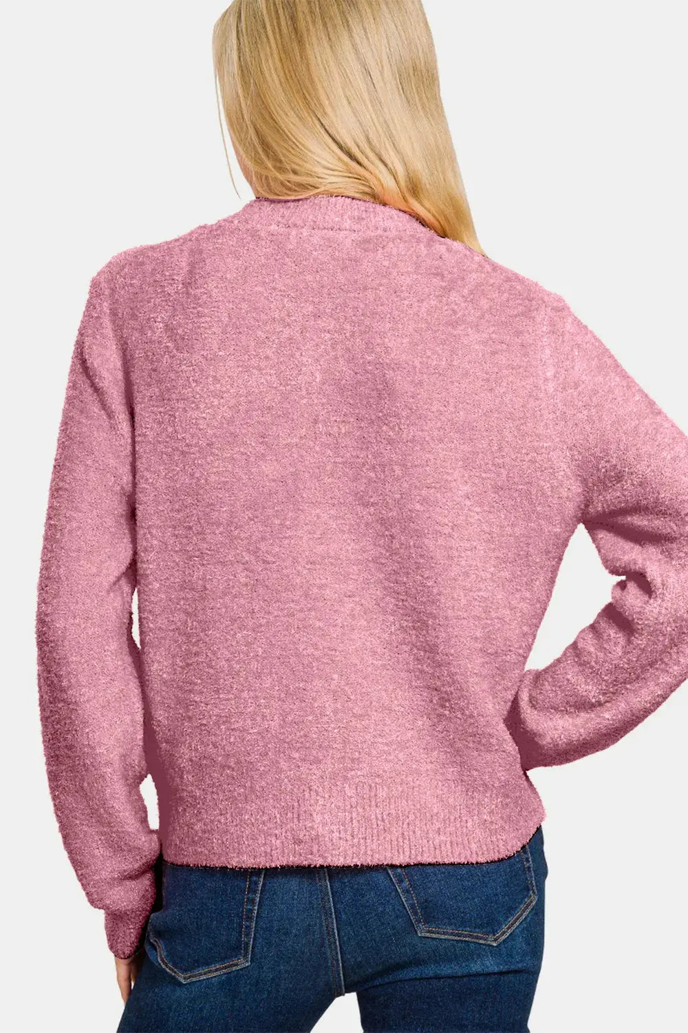 Zenana Button Down Long Sleeve Cardigan Sweater