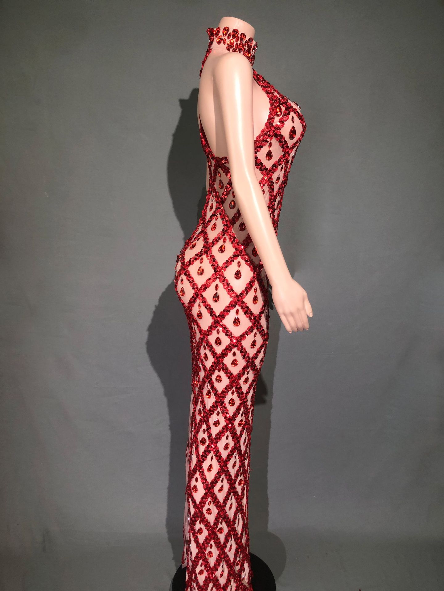 Plus Size Women's Evening Party Shiny Rhinestone Dress