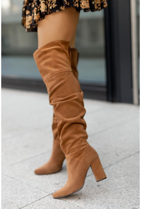 Fall Winter Fashion High Heel Pointed Toe Suede Women's Over-the-knee Boots See size chart under “more details”