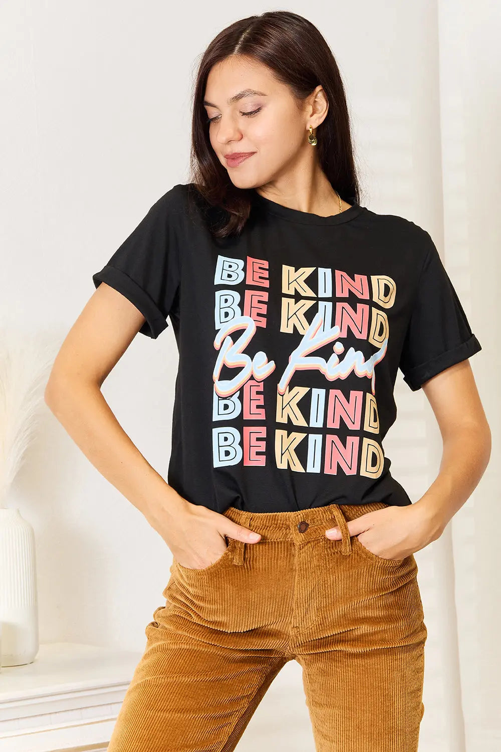 Simply Love BE KIND Round Neck Womens Graphic T Shirt