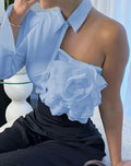 White Blouse With A One-shoulder TOP See size chart under “more details”