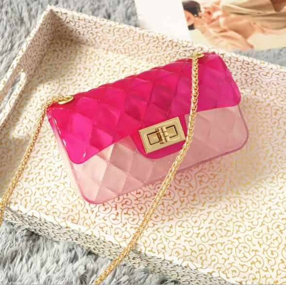 Ins super fire transparent mini bag female summer new jelly chain bag gradient wild Messenger bag