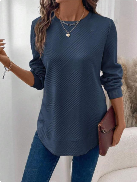 Women's Crew Neck Casual Long Sleeve Shirt See size chart under “more details”