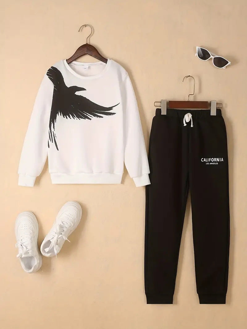 Design Sense Multicolor Hoodie Pants Two-piece Set