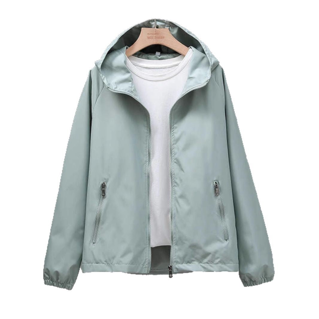 Women's Cropped Casual Loose Plus Size Hooded Thin Shell Jacket See size chart under “more details”