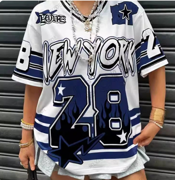 Women's Letter-print Loose-fitting Trendy Short-sleeve Top