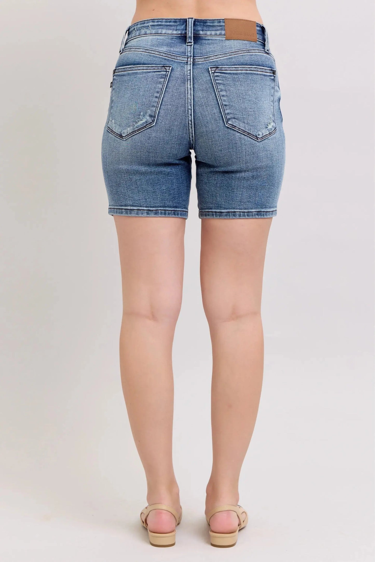 Judy Blue Jeans - Button Fly High-Rise Destroyed Hem Denim Shorts