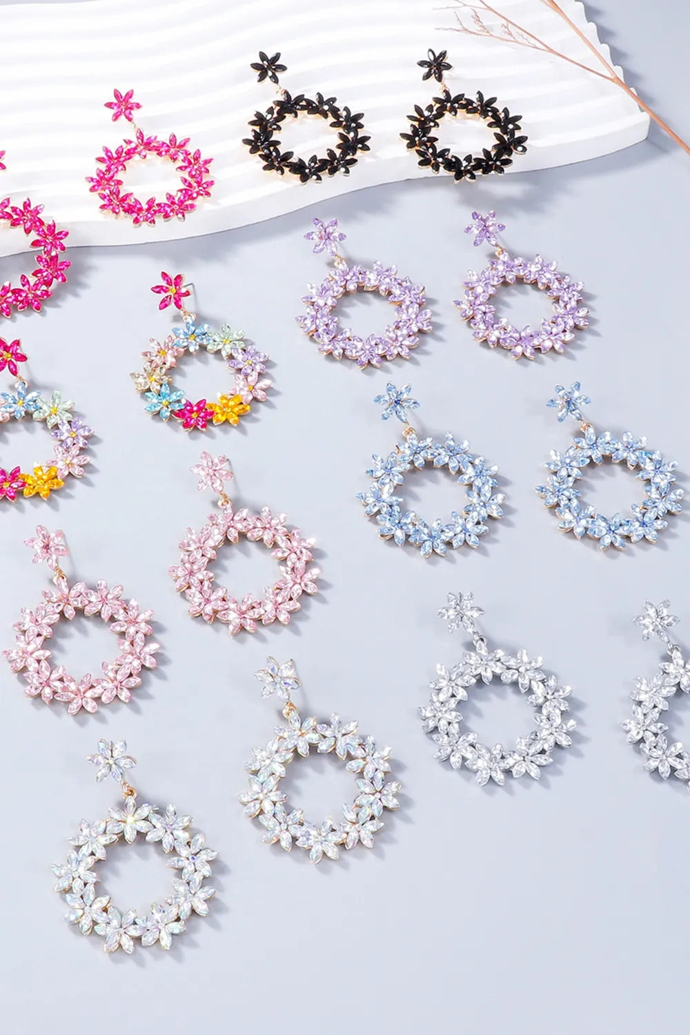 Radiant Allure Rhinestone Flower Dangle Earrings