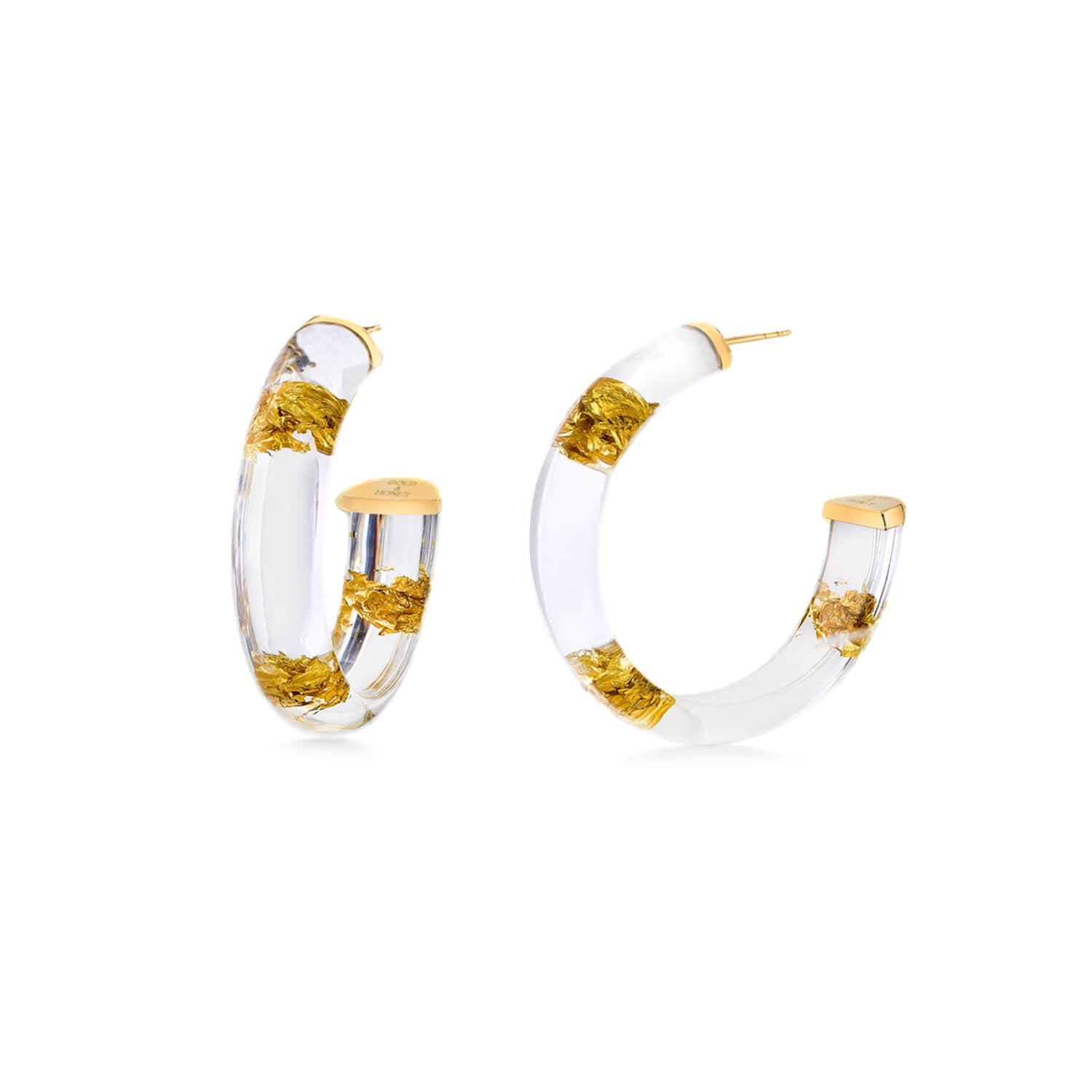 Small Gold Leaf Lucite Hoop Earrings