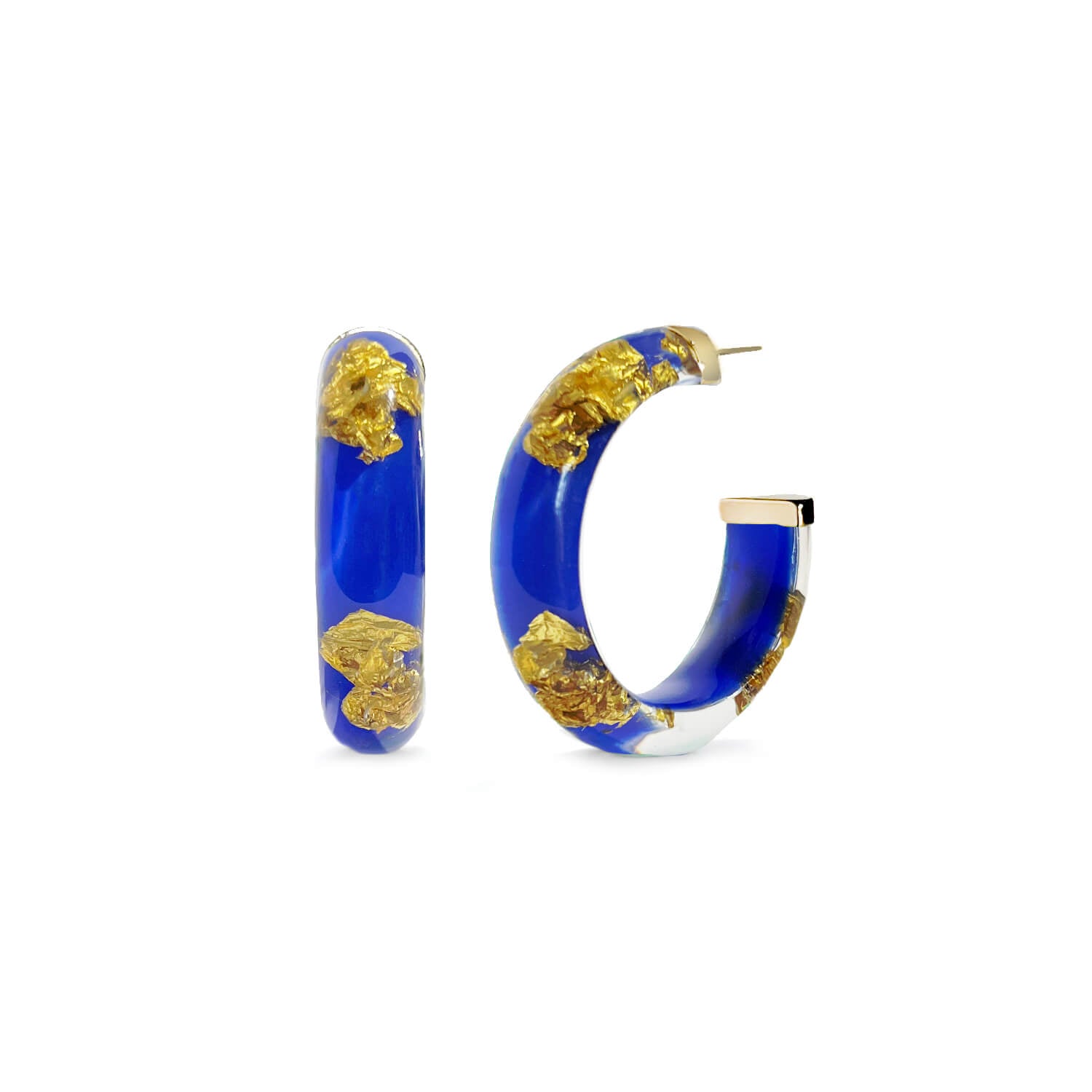 Small Gold Leaf Lucite Hoop Earrings